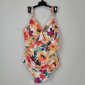 Calvin Klein Floral One Piece  Swim Suit Size 18